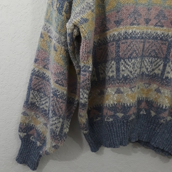 Vintage Fair Isle Oversize Pastel Knit Sweater - Picture 2 of 4